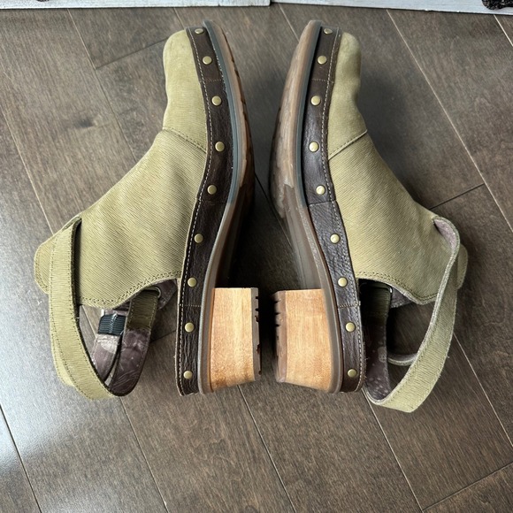 Chaco Cataluna Clog Chunky Boho Lug Ankle Straps Leather Olive Green Mules Boot - Picture 4 of 8